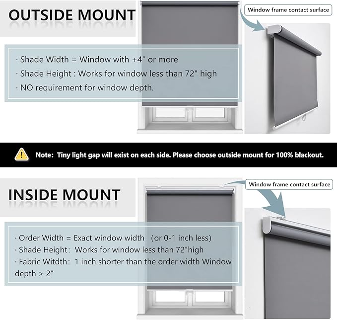 AOSKY Cordless Roller Shades Blackout Blinds