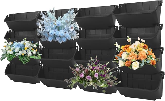 16 Pack Vertical Garden Planter, 13 inch Wall Mounted Planter