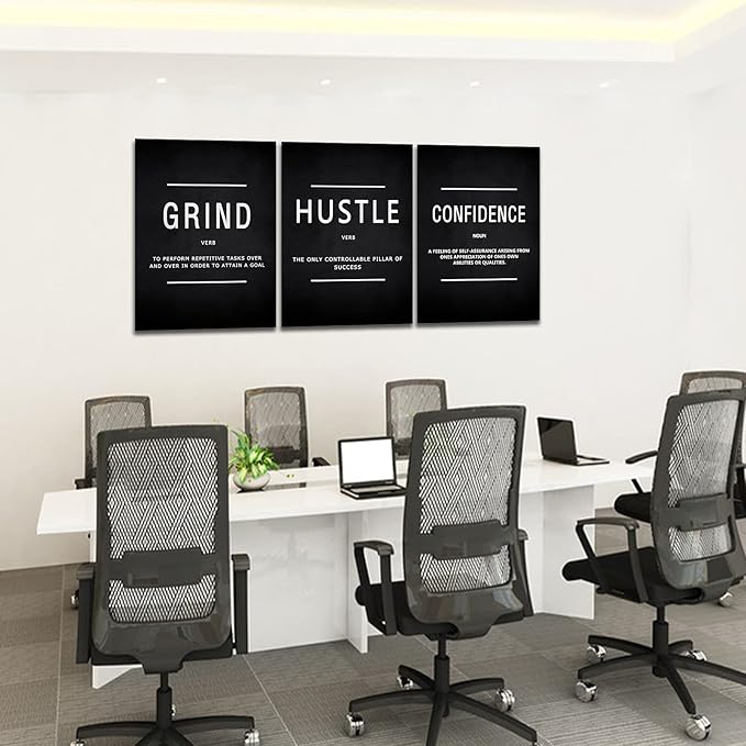 KAWAHONE Motivational Success Canvas Wall Art, Grind Hustle Confidence Wall