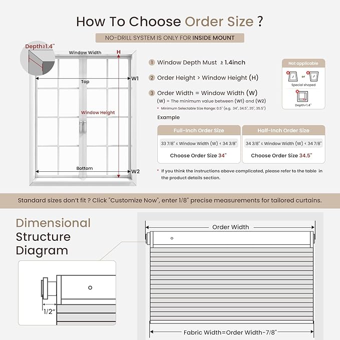 Grandekor No Drill No Tools Cordless Cellular Shades, UV Protection Privacy No