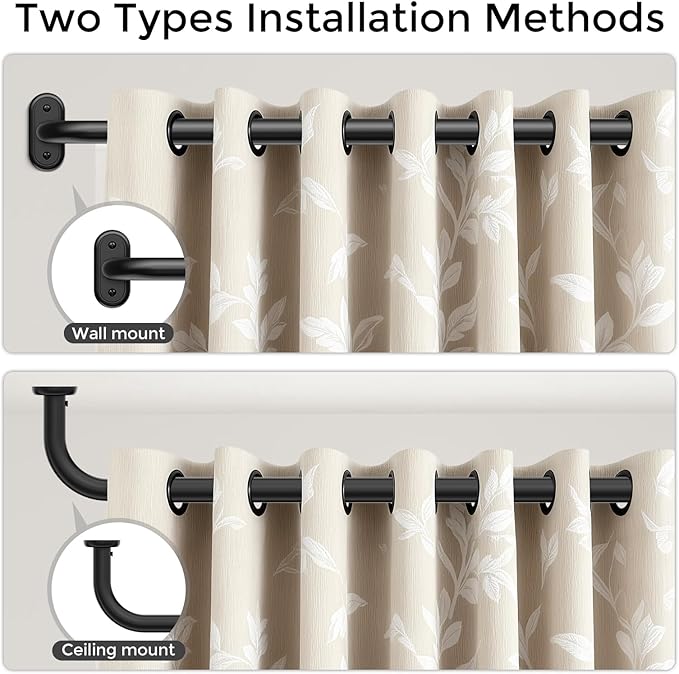 Curtain Rods 36-88 Inch, 1 Inch Adjustable Heavy Duty Room Darkening Window