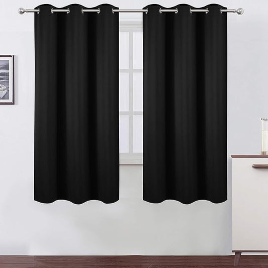 LEMOMO Black Blackout Curtains 40 x 63 Inch Length/Set of 2 Curtain