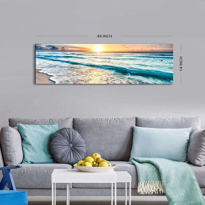 Sunrise Ocean Beach Canvas Wall Art Coastal Room Decor Nature Pictures