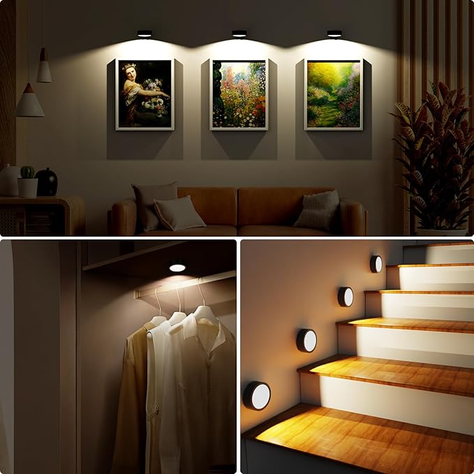 Narotood Picture Lights for Wall, Rechargeable Battery Magnetic Poster Lights