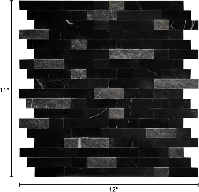 SUNWINGS 5-Sheet Peel and Stick Mosaic Natural 3D Stone Self Adhesive Marble