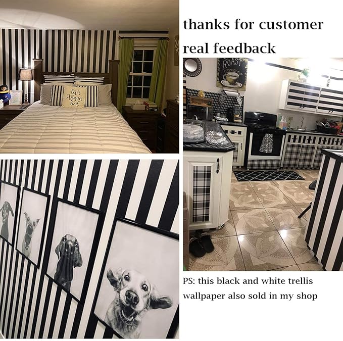 Guvana 197"x17.7" Black and White Stripe Contact Paper Peel and Stick Wallpaper