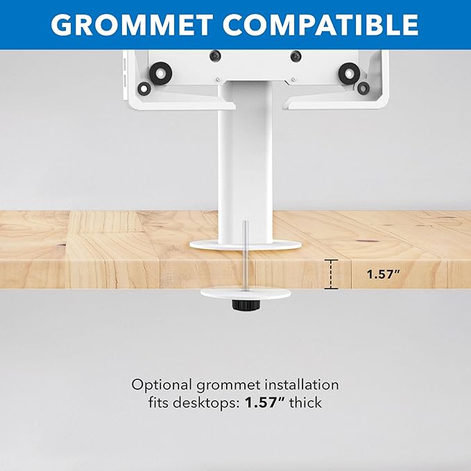 Mount-It! Universal Tablet Stand with Tilt, Anti-Theft Retail iPad POS Kiosk Stand, Fits Tablets from 9.7" to 13" Screen Size, 90° Rotation for Portrait and Horizontal Viewing, Durable Steel, White
