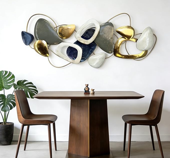 Roivikis Large Metal Wall Art Decor, 3D Abstract Stone-inspired Handcrafted Modern Wall Sculptures for Living Room, Bedroom, Entryway 59" x 24"