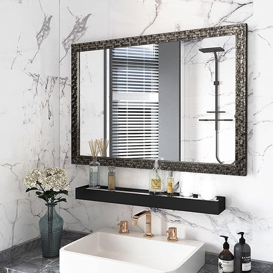 Bathroom Mirrors 40x24 Inch for Wall, Modern Rectangle Black Frame Wall Mounted