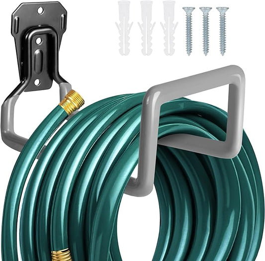 PeoMev Garden Hose Holder - Metal Garden Hose Reel Wall Mounted Water Hose Holders for Outside, Heavy Duty Hose Hanger for Water Hose Storage