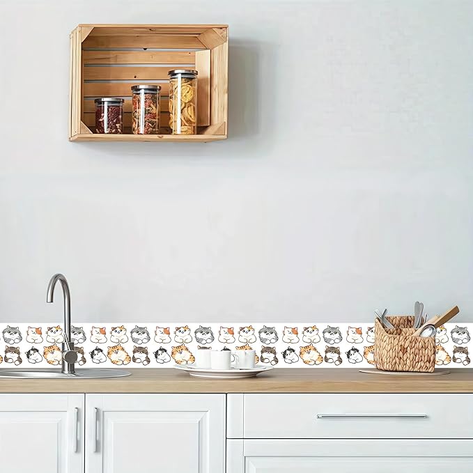 Wallpaper Border Peel and Stick Cute Cartoon Cat