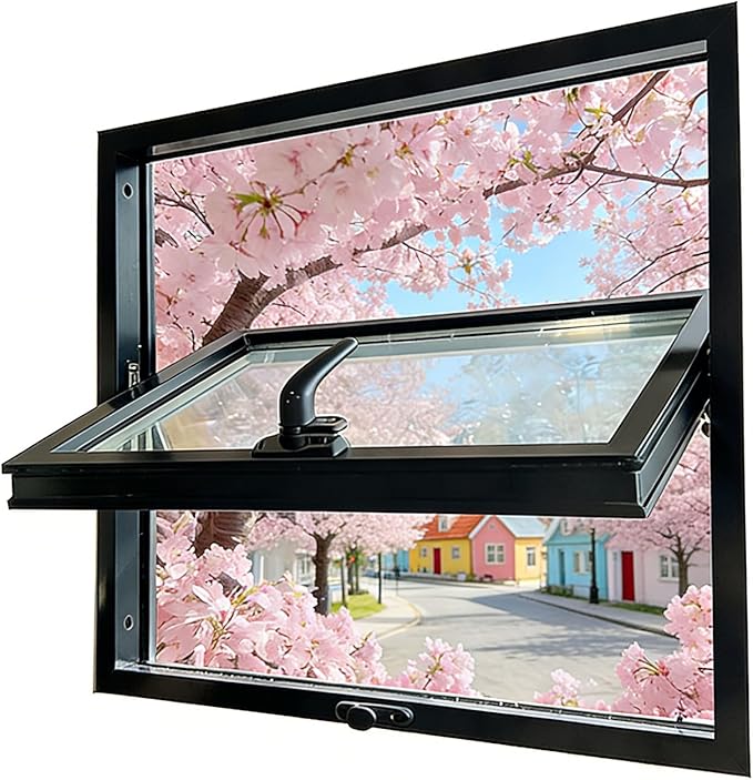 33x29 Adjustable Ventilation Windows,360Degree Rotation, Bathroom - izable Size - Black