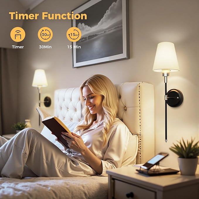 DORESshop Battery Operated Wall Sconce Set of 2, Wireless Wall Light Easy to