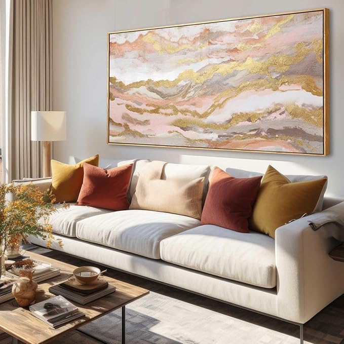 YJYart Pink Abstract Wall Art/Girl Room 20x40 Inch/Large Wall Art