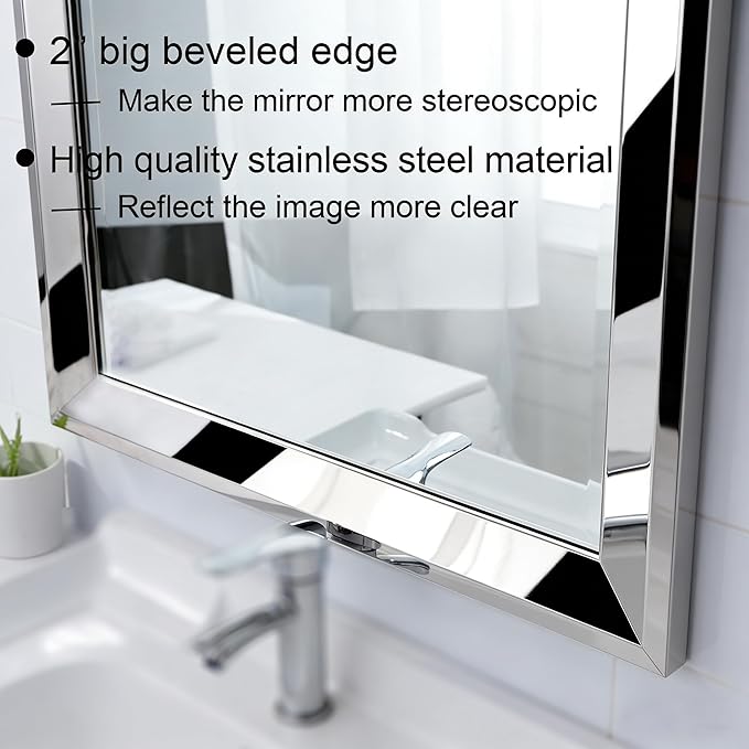 Chende 33"x49" Angled Retangular Decorative Wall Mirror