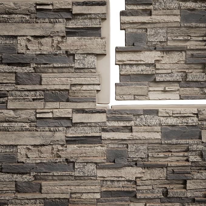 EverStone Cascade Faux Stone Panel, 48 5/8"W x 24 3/4"H x 1 1/4"D, Urban Color
