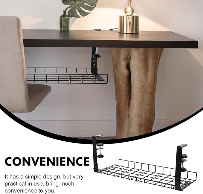 Under Desk Cable Management Tray Wire Organizer Cord Rack 500Mm Black No-Drill Installation Office Desk Cable Tray Storage