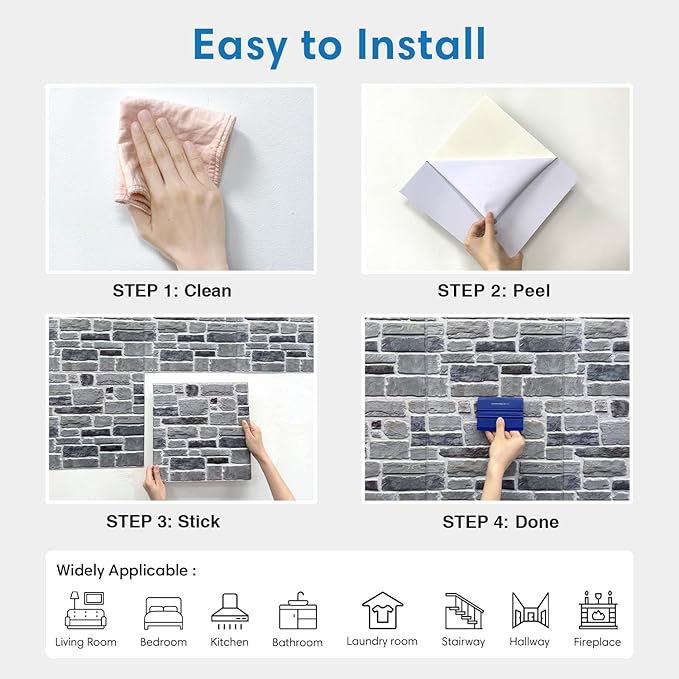 COMSTICKC 3D Faux Stone Wall Panel Peel and Stick Wall Tiles, Ultra-Light Thin