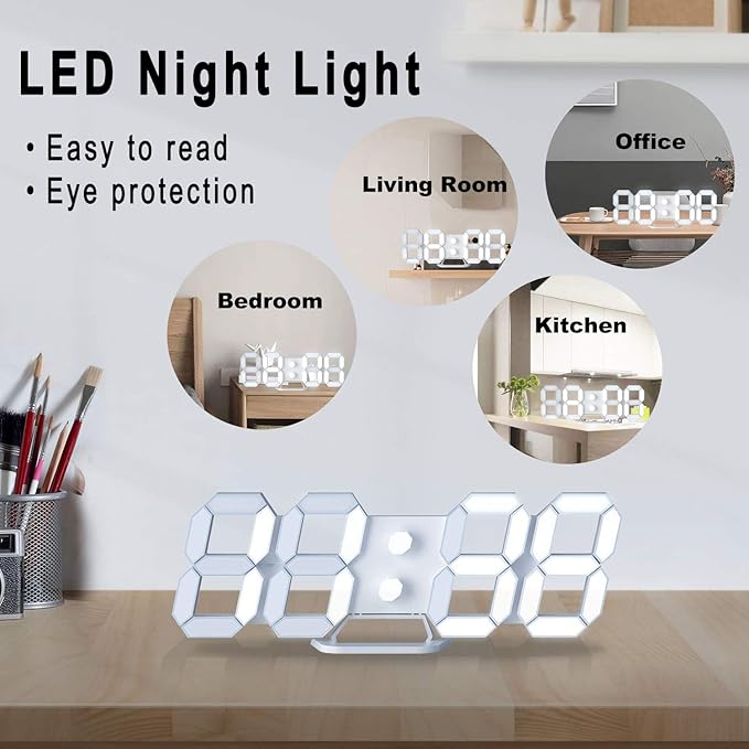 3D LED Digital Wall Clock/Desk Alarm Clock