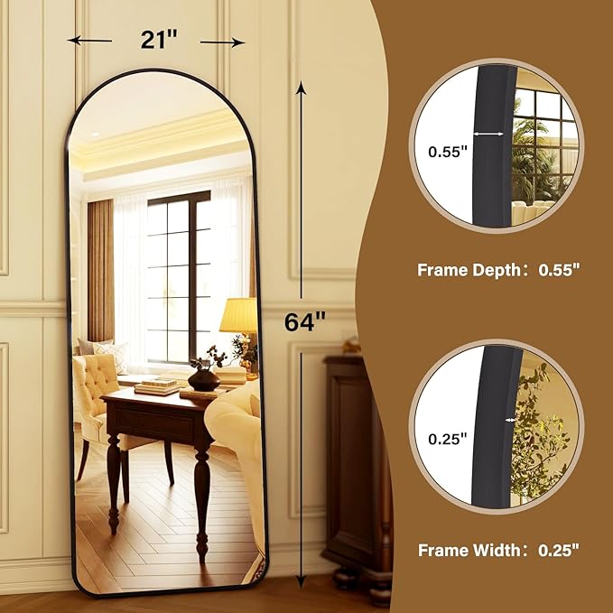 HARRITPURE 64"x21" Arched Full Length Mirror Floor Mirrors