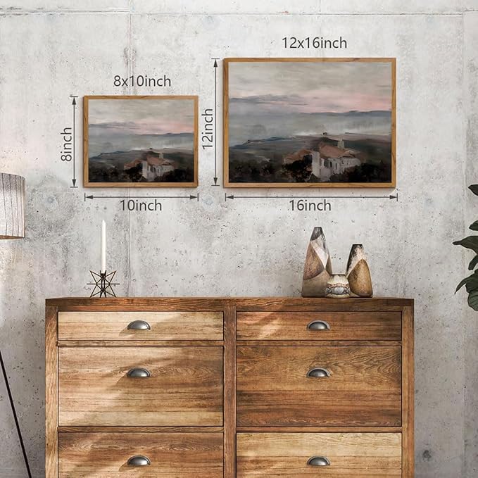 OIQArtOIQ Vintage Landscape Canvas Wall Art Framed Natural Scenery Painting