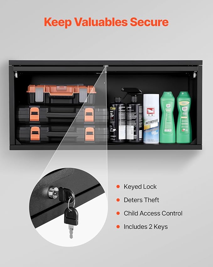 VEVOR Metal Wall Cabinet, 30.31W x 12.01D x 14.02H Inch, Floating Garage Tool