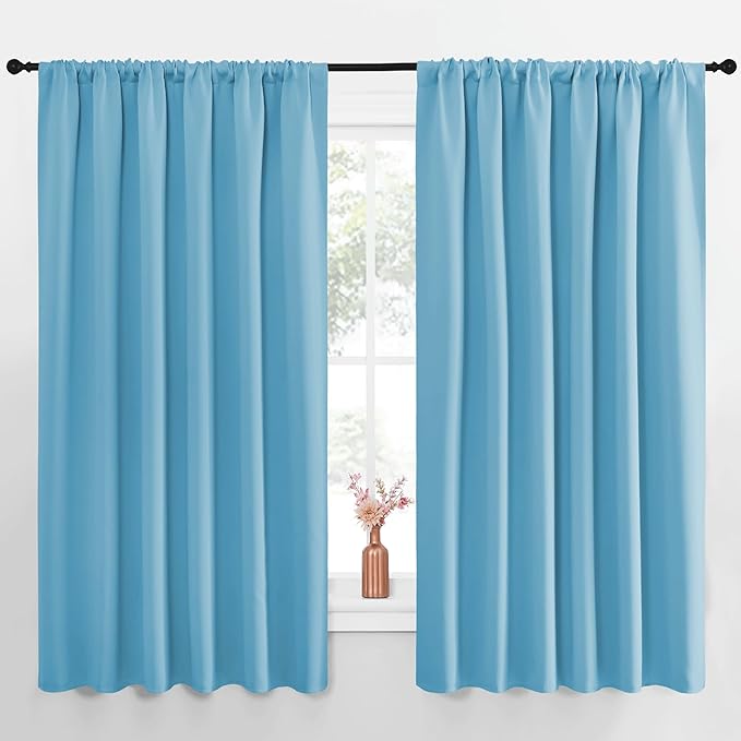 NICETOWN Blackout Curtains for Bedroom, Teal Blue, 1 Pair, 62 by 63-inch