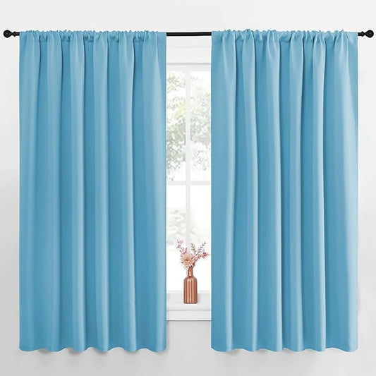 NICETOWN Blackout Curtains for Bedroom, Teal Blue, 1 Pair, 62 by 63-inch