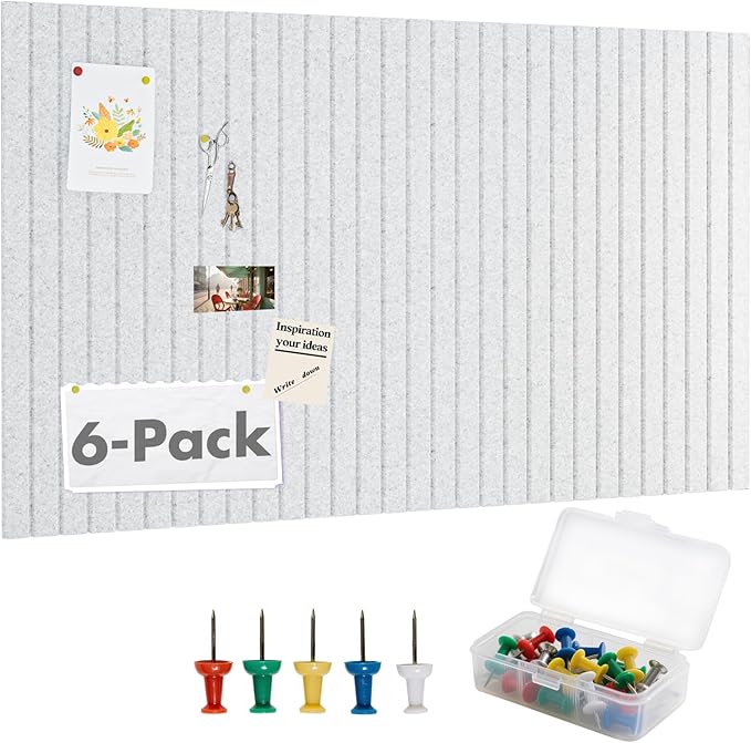 Cork Board Tiles for Wall with Push Pins, Removable 36" x 24" Slat Bulletin