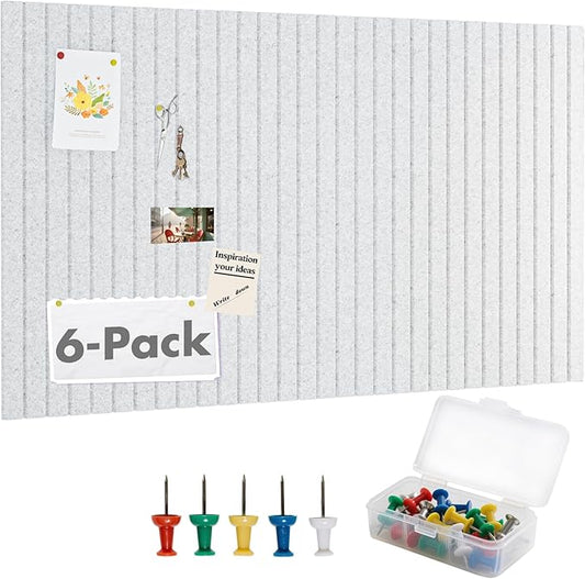 Cork Board Tiles for Wall with Push Pins, Removable 36" x 24" Slat Bulletin