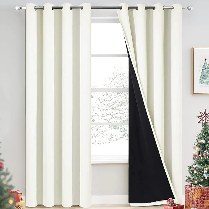 Yakamok 100% Cream Blackout Curtains