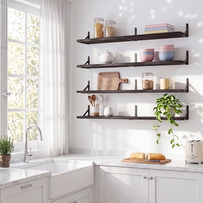 YGEOMER Floating Shelves for Wall, 35in Black Wall Shelves for Living Room