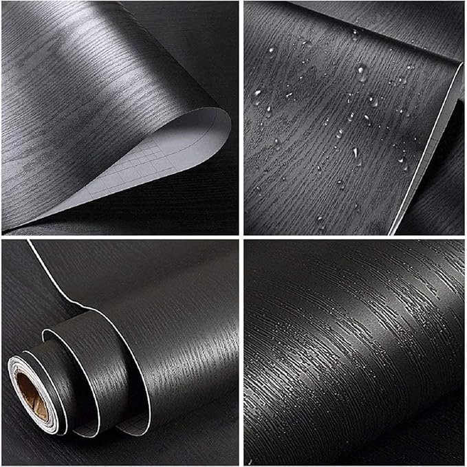 practicalWs Black Wood Wallpaper Peel and Stick 17.7 in x 236.2 in Wood