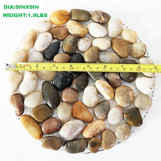 Garden Stepping Stones Outdoor Round River Stone Decorative Nature River Rocks for Landscaping Outside Walkway Patio Yard Garden Pathway (9in 6pcs Pack)
