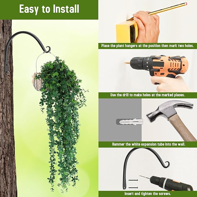 FEED GARDEN 2 Pack 10 Inch Hanging Plant Bracket Wall Hooks Decorative Plant