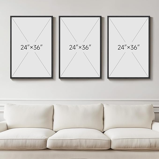 3 Piece Framed Black and White Boho Wall Art