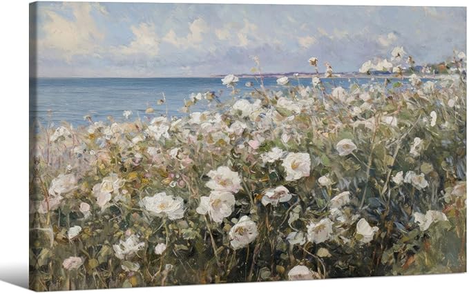 Nature Landscape Wall Art Coastal Wildflower Poster 24X36 inch Framed French