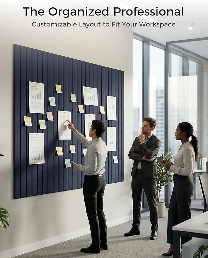 Aothia 12-Pack Felt Bulletin Board Tiles 48"x36", Modular Pin Board