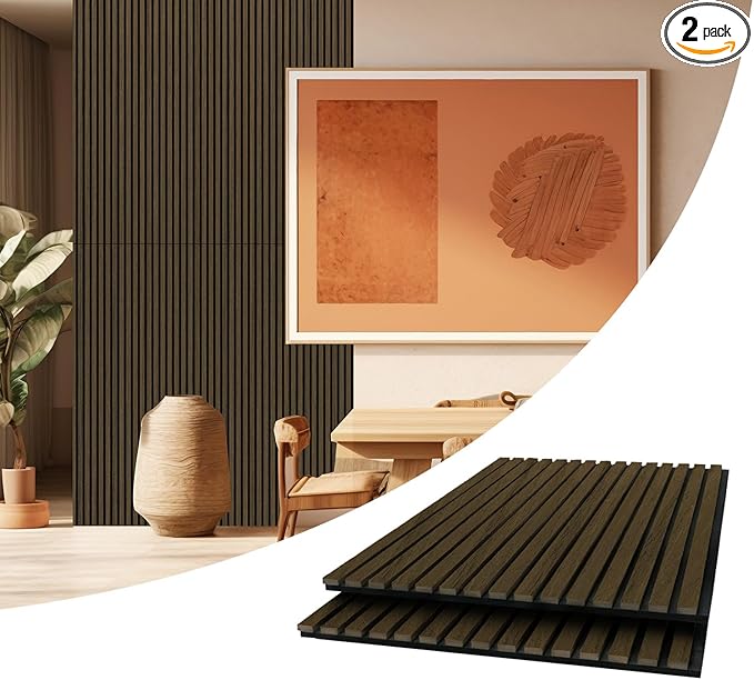 AKUMAX 2 Pack Acoustic Panels, Wood Slat