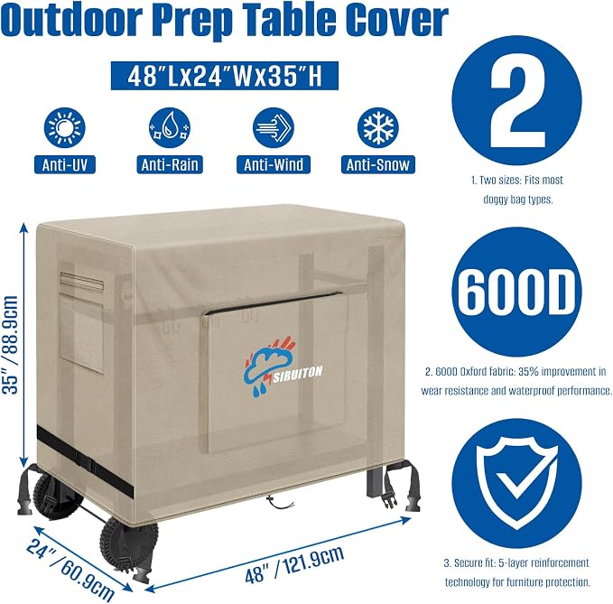 SIRUITON Outdoor Raised Garden Bed Cover for Winter 48 x 24 x 35 Inch Rectangular Plant Box Covers, Heavy Duty 600D Oxford Fabric Waterproof Raised Garden Bed Cover.