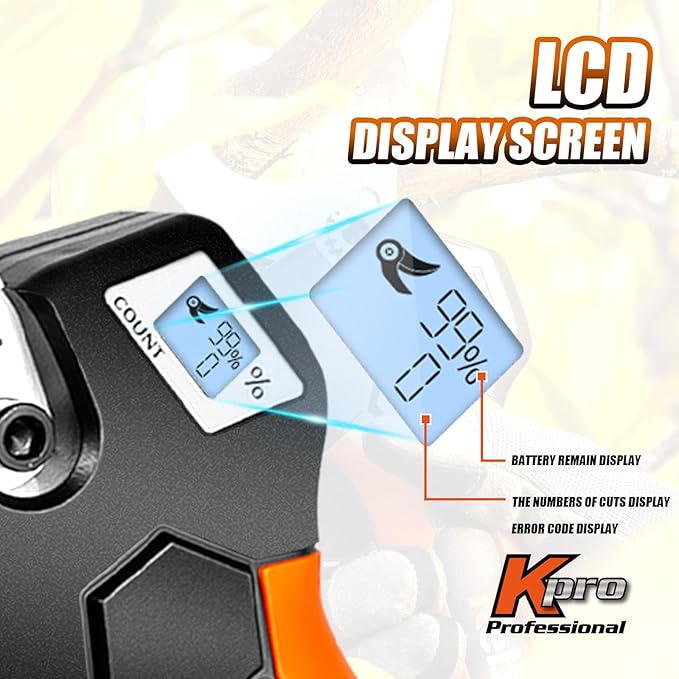 Cordless Electric Pruning Shears 40MM, Kebtek Professional Pruning Shears Battery Powered 21V Brushless Motor 2Pack 2AH Rechargeable Battery-LCD Display Screen (KT940)