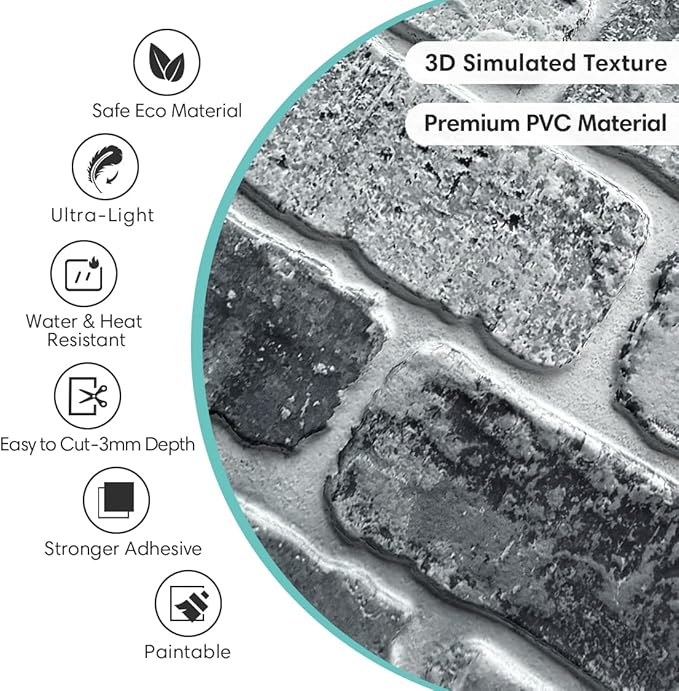 Commomy 3D Peel and Stick Brick Tiles
