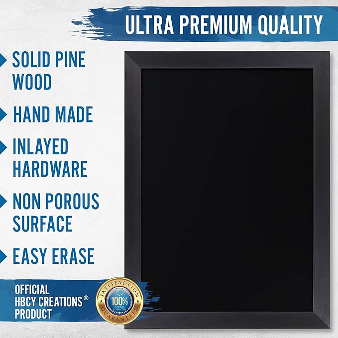 HBCY Creations 18" x 24" Rustic Black Solid Wood Frame Wall Chalkboard