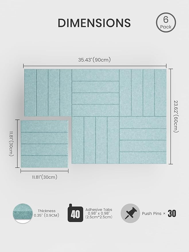 Bumusty Large Cork Board Alternative-36 x 24" Felt Bulletin Board Tiles