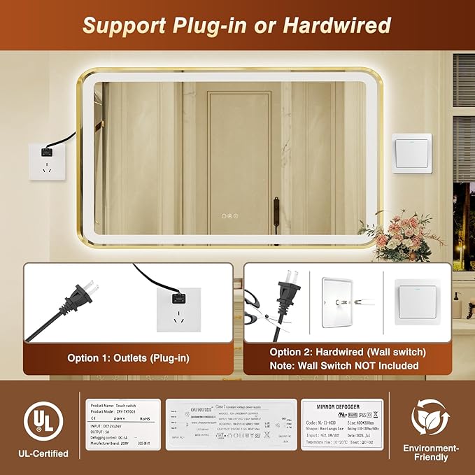 32x55 Inch LED Bathroom Mirror