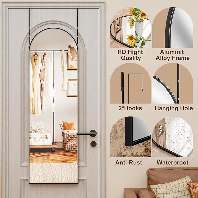 Rowjut Full Length Door Mirror, Wall Mounted Wall Mirrors, Cloakrooms, etc.
