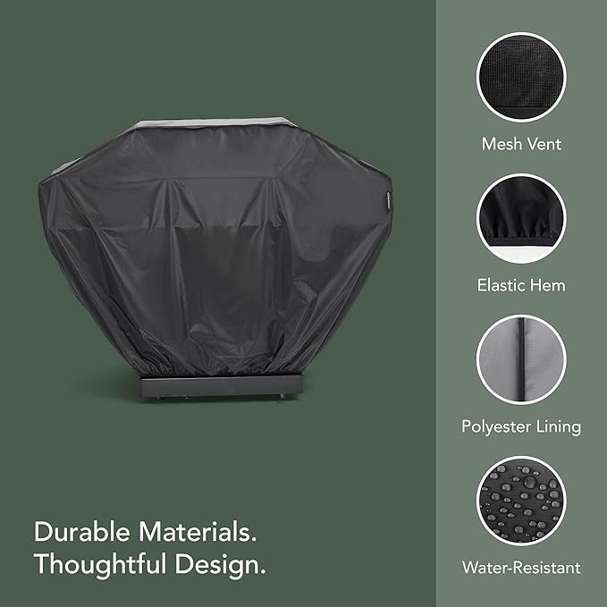 Covermates Grill Cover - Weather Resistant Outdoor Cover, Heavy Duty BBQ Covers for Large Outdoor Kitchen, Classic 12-Guage Vinyl, 57 Inch, Black