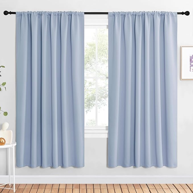 NICETOWN Bedroom Window Curtain Panels, Vintage Blue, 2 Panels, 62 in x 72 in