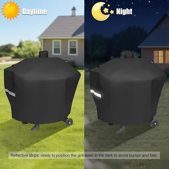 Pellet Grill Cover for Camp Chef 24 Smoker, Upgraded Full-Length Heavy Duty Waterproof Smoker Cover for Woodwind Pro 24 PG24SE PG2424SGB SmokePro PG24MZG PG24WWSB DLX 24 for Camp Chef 24 With Sidekick