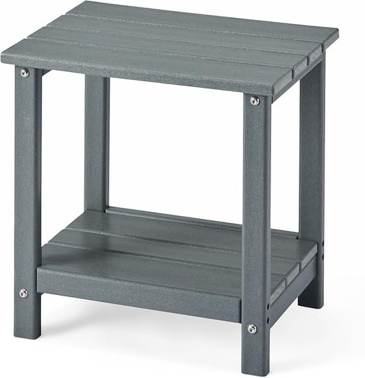 Amazon Basics Outdoor Side Table with Lower Shelf, Weather-Resistant Stainless Steel, 41.91cm x 32cm x 41.91cm, Grey, 1-Pack